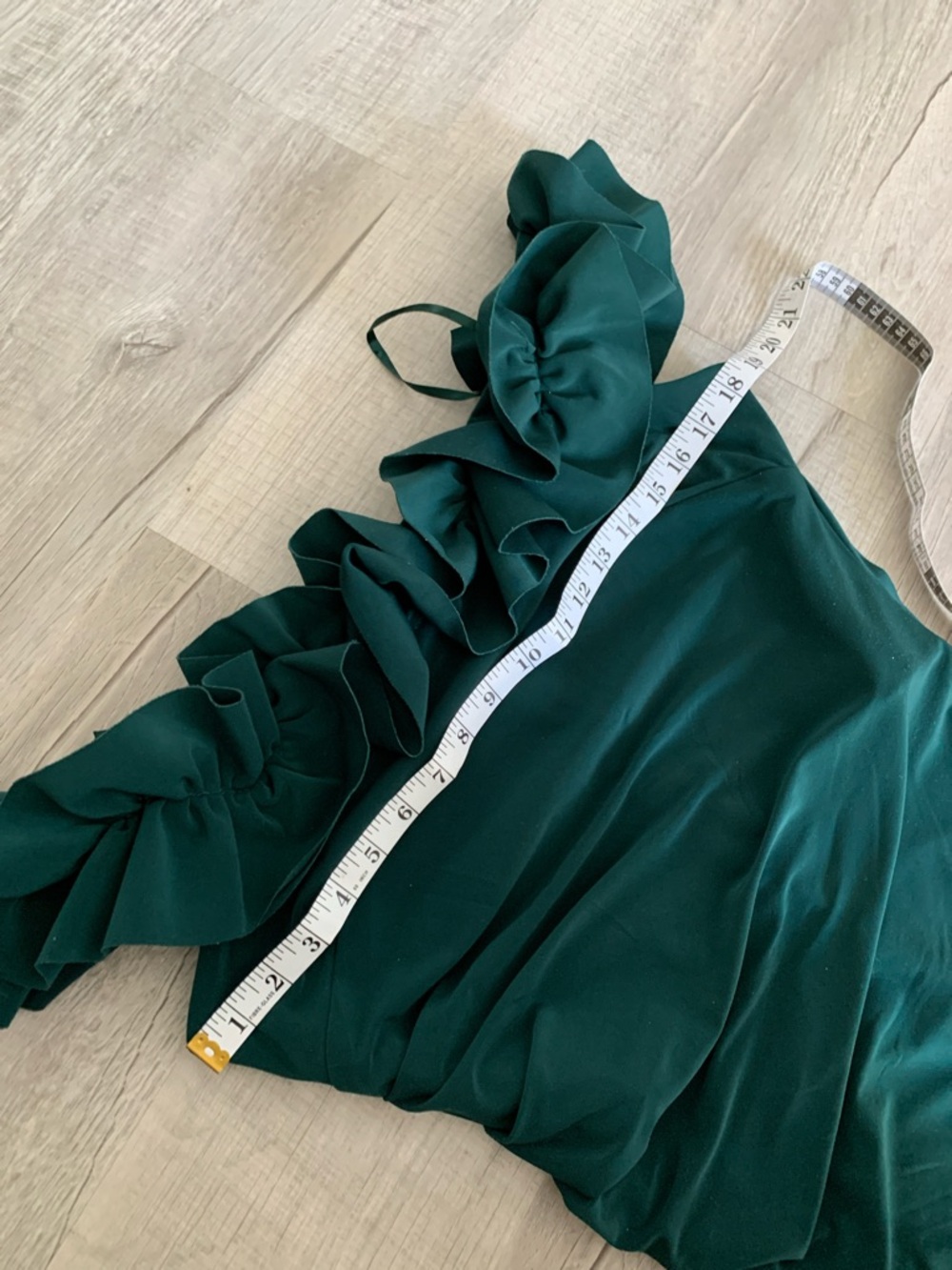 Xscape Emerald Green Ruffle Off-Shoulder Maxi Dress, size 14. - Picture 9 of 14